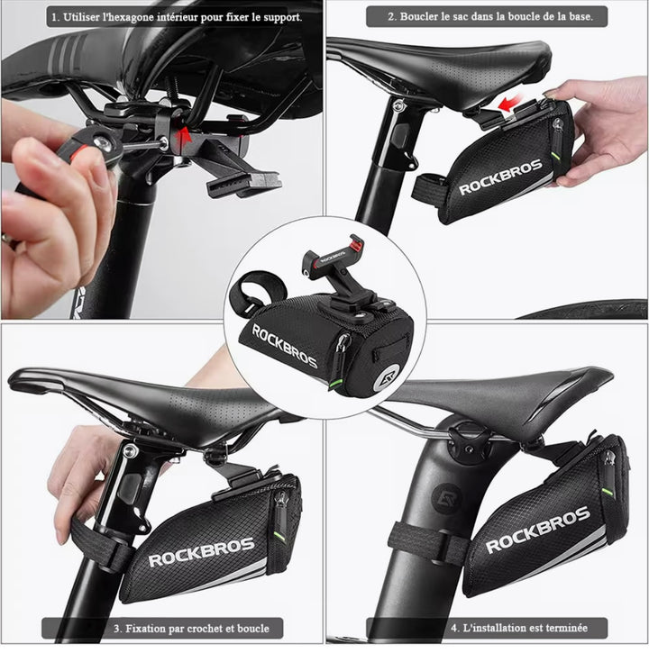 ROCKBROS
Sacoche de Selle de Bicyclette Arrière Mini 0,5L Sac de cyclisme Nylon Noir avec